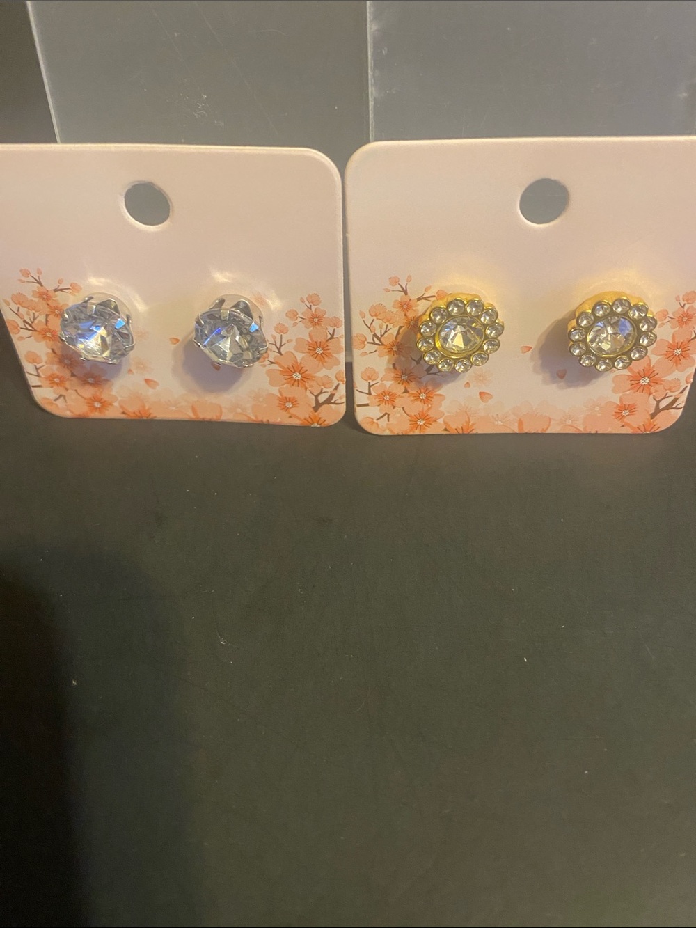 Crystal and Gold Rhinestone Stud Earring Duo